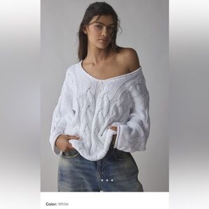 BDG Cream Ivory Cable Knit Crew Neck Sweater